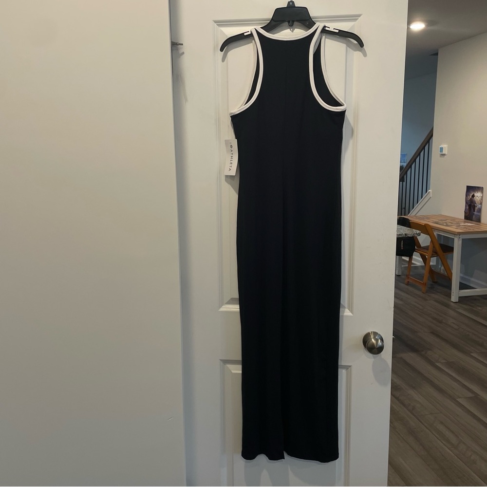 Athleta black white trim Signature Rib Maxi Dress Women Medium NWT - Picture 7 of 15